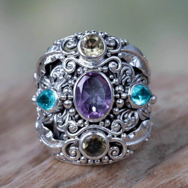 Vintage Amethyst-Inspired Filigree Ring