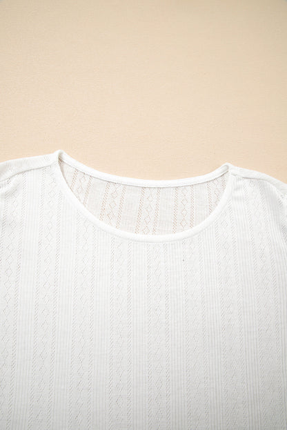 Lace Trim Textured T-Shirt