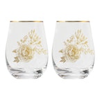 Delft Stemless Wine Glasses, Boxed Set of 2
