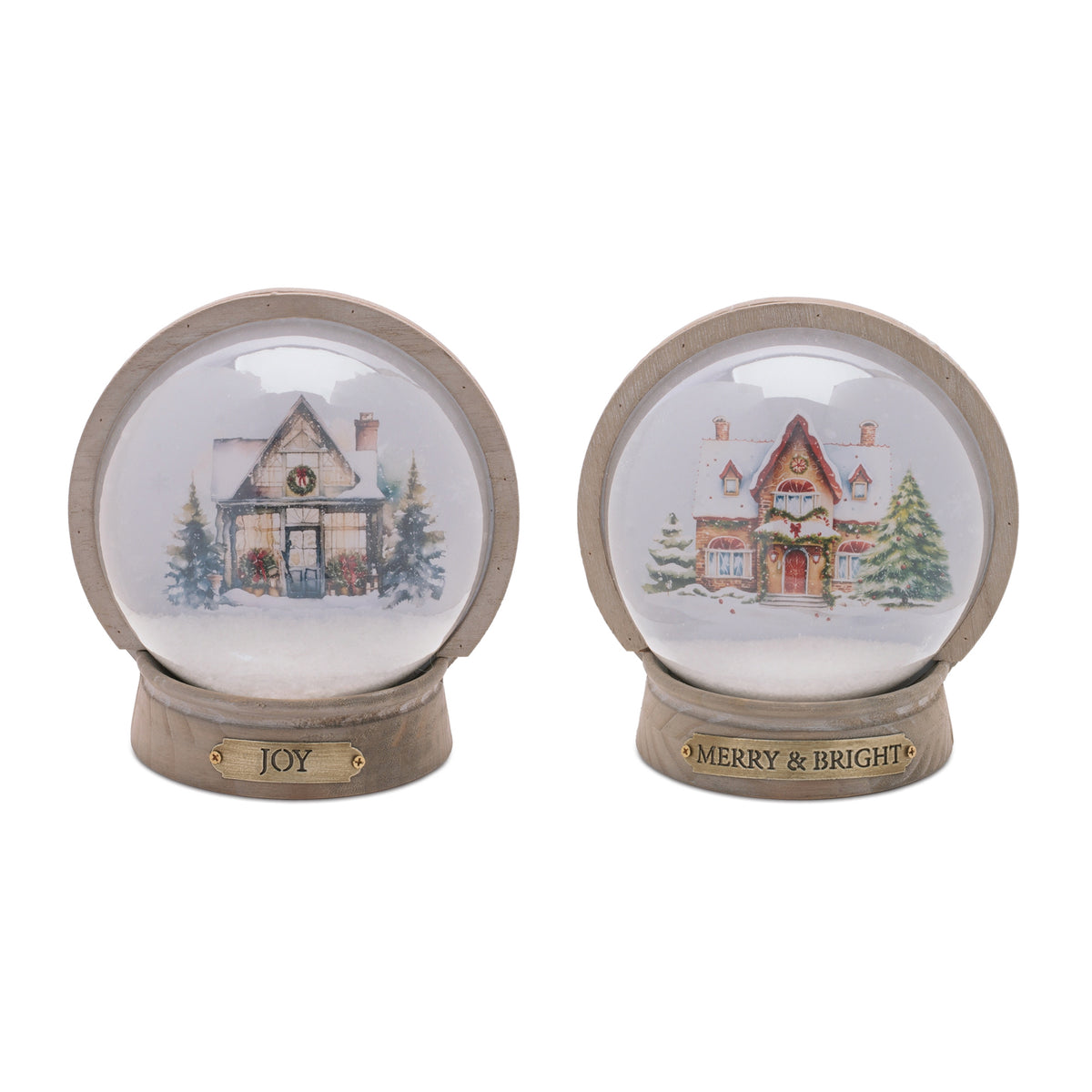 Lighted Christmas Village Globe D�cor (Set of 2)