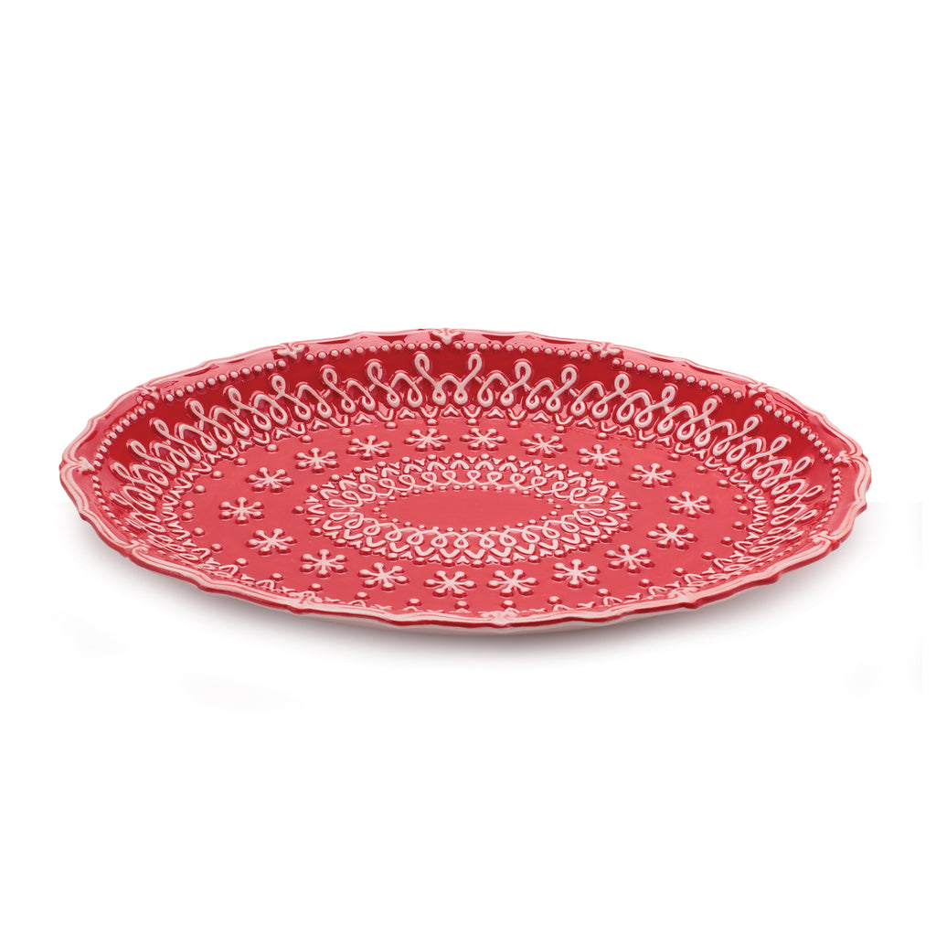 Embossed Ceramic Snowflake Platter (Set of 2)