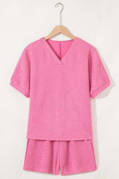Textured T-Shirt and Shorts Set