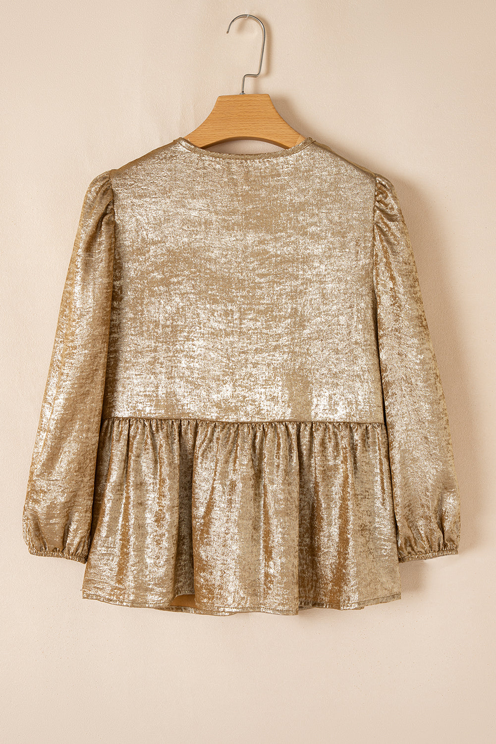 Metallic Bow Tie Front Peplum Blouse