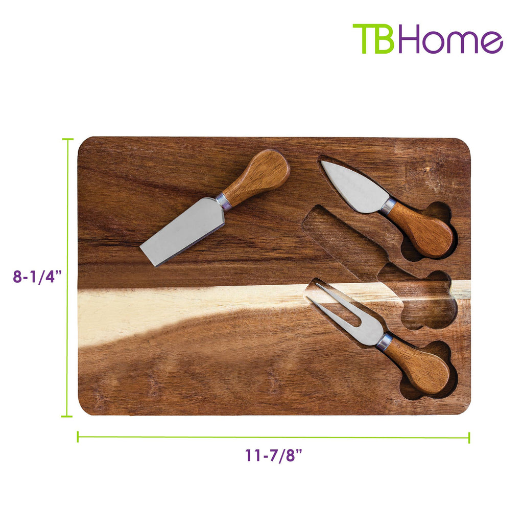 4-Pc. Wood Cheese Board & Cheese Tool Set