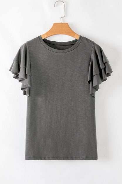 Plus Size Double Ruffle Short Sleeve Top