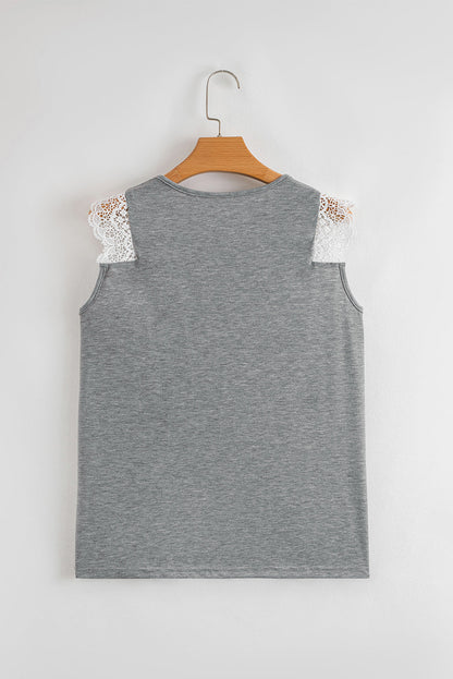 Lace Patchwork V-Neck Tank Top
