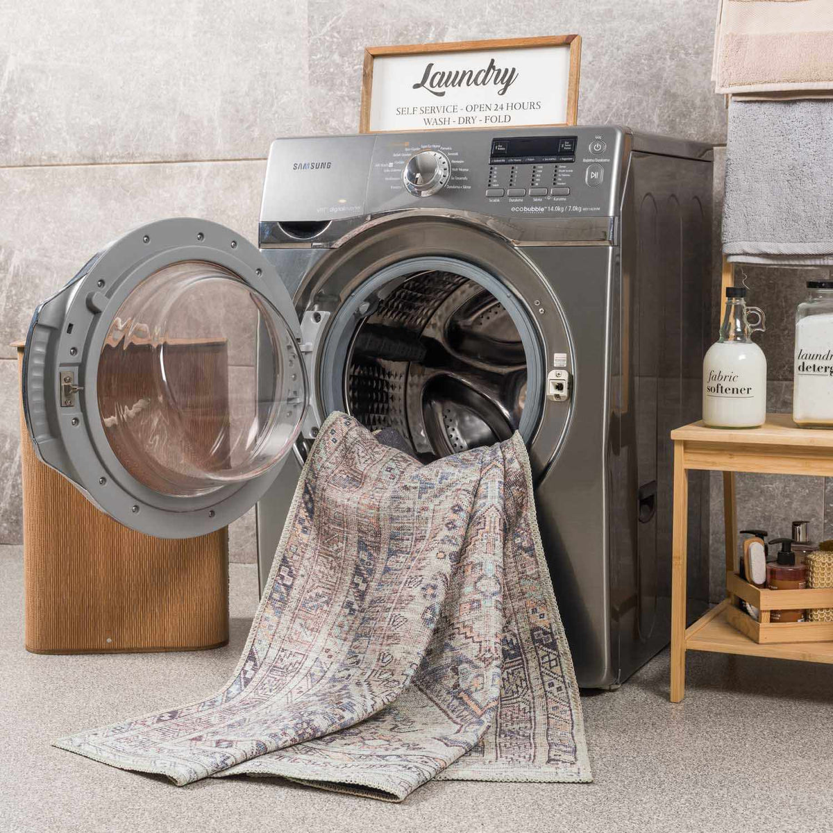 Barny Tan Washable Area Rug