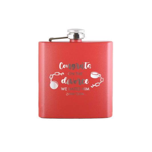 Congrats on the Divorce We Hated Him Flask Gift - Bourbon Cowgirl