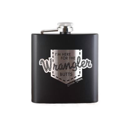 I'm Here for the Wrangler Butts Flask Gift - Bourbon Cowgirl