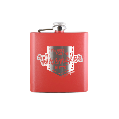 I'm Here for the Wrangler Butts Flask Gift - Bourbon Cowgirl