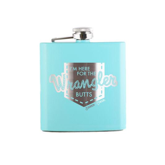 I'm Here for the Wrangler Butts Flask Gift - Bourbon Cowgirl