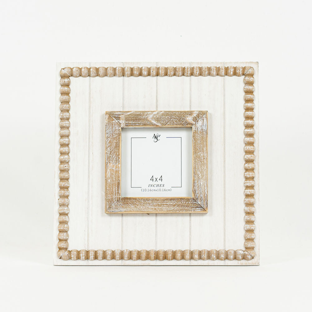 Wood beaded photo frame - 10" x 10" x 1.5"