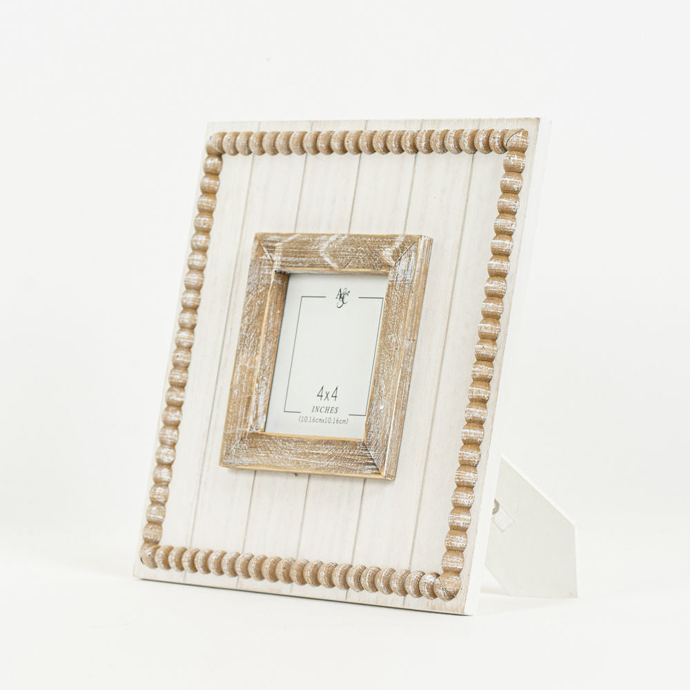 Wood beaded photo frame - 10" x 10" x 1.5"