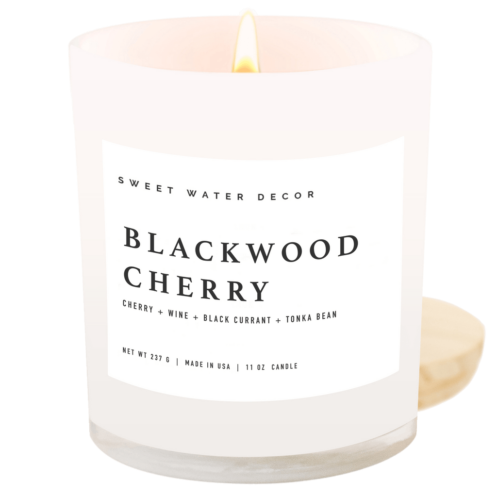 Blackwood Cherry Soy Candle - White Jar - 11 oz