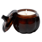 Hello Fall Soy Candle - Amber Glass Pumpkin Jar - 20 oz
