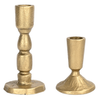 Gold Cast Iron Taper Candle Holders - Set of 2