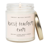 Best Teacher Ever Soy Candle - Clear Jar - 9 oz (Salt and Sea)