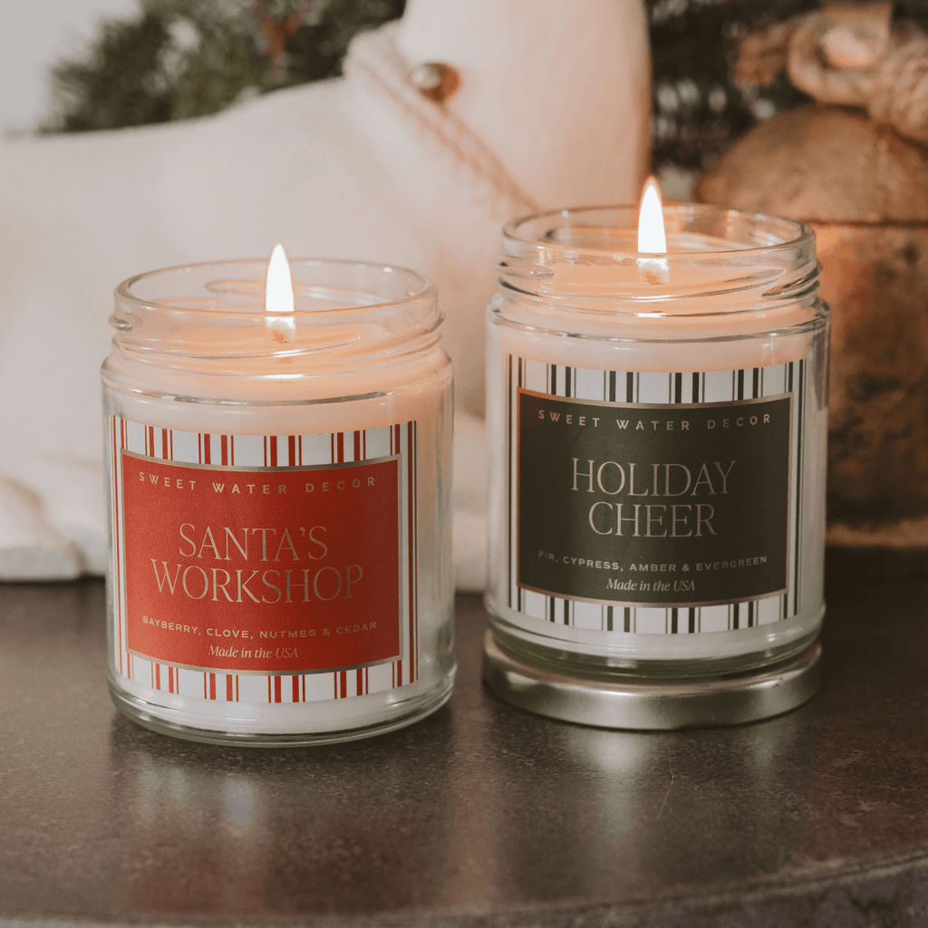 Holiday Cheer Soy Candle - 9 oz Patterned Clear Jar (Fraser Fir)