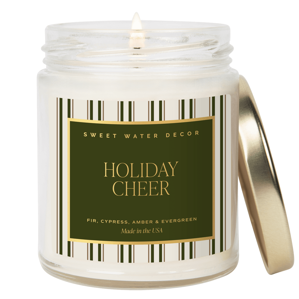 Holiday Cheer Soy Candle - 9 oz Patterned Clear Jar (Fraser Fir)