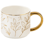 Gold Leaves 14 oz Gold Handle Coffee Mug