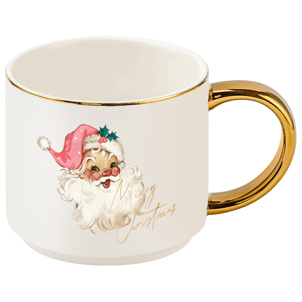 Vintage Santa 14 oz Gold Handle Coffee Mug