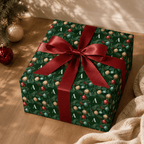 Personalized Fir & Frost Holiday Monogram Wrapping Paper