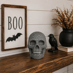 Skull Halloween Figurine in Silver or Gold