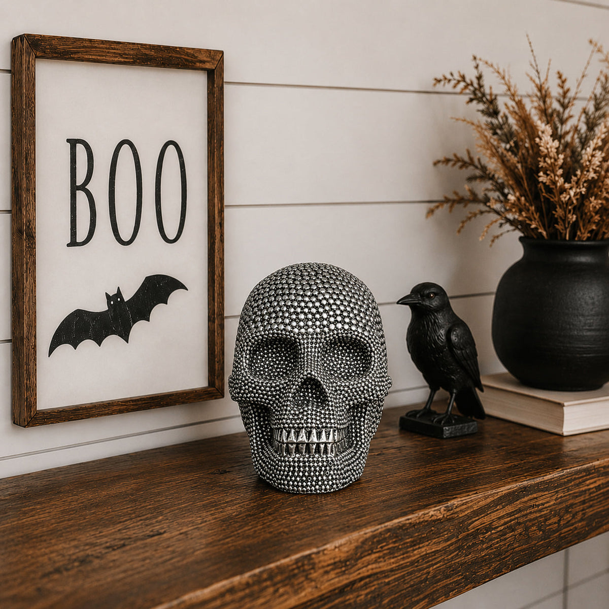 Skull Halloween Figurine in Silver or Gold