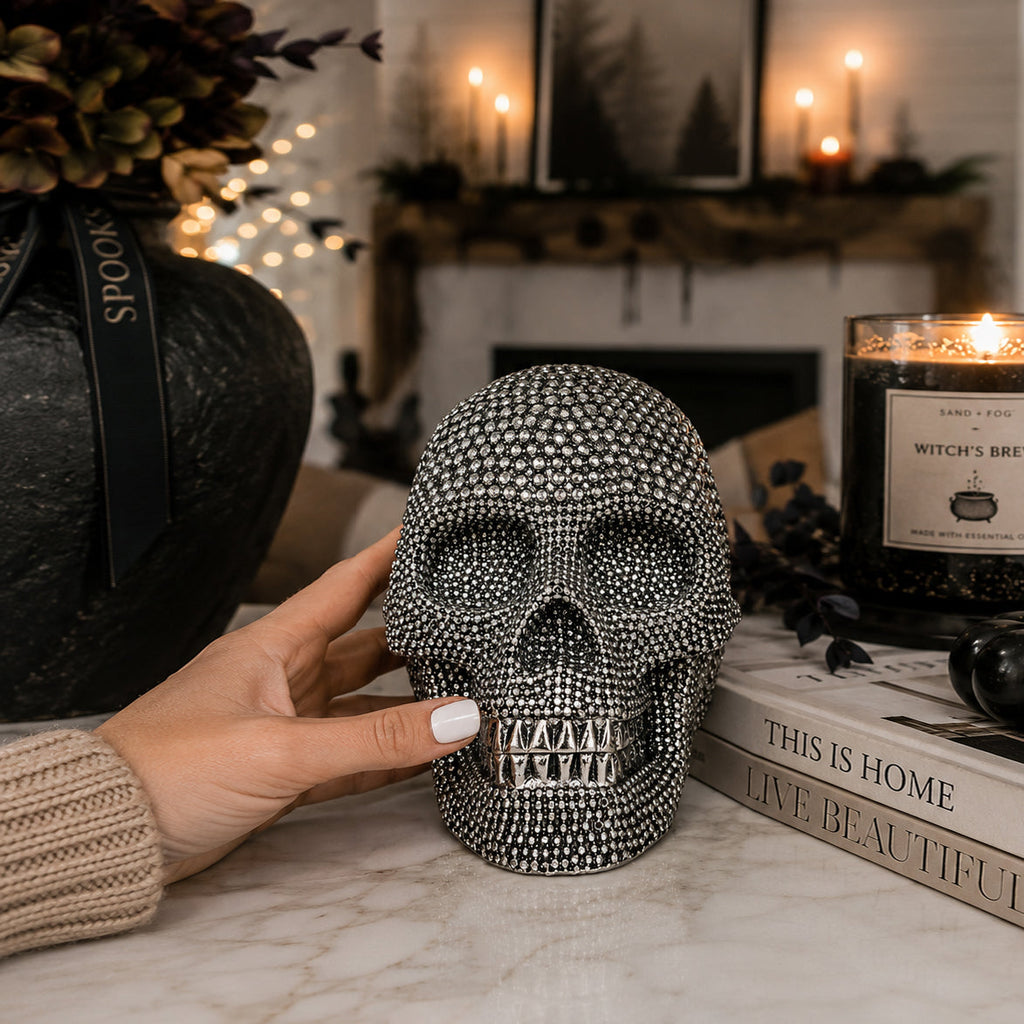 Skull Halloween Figurine in Silver or Gold