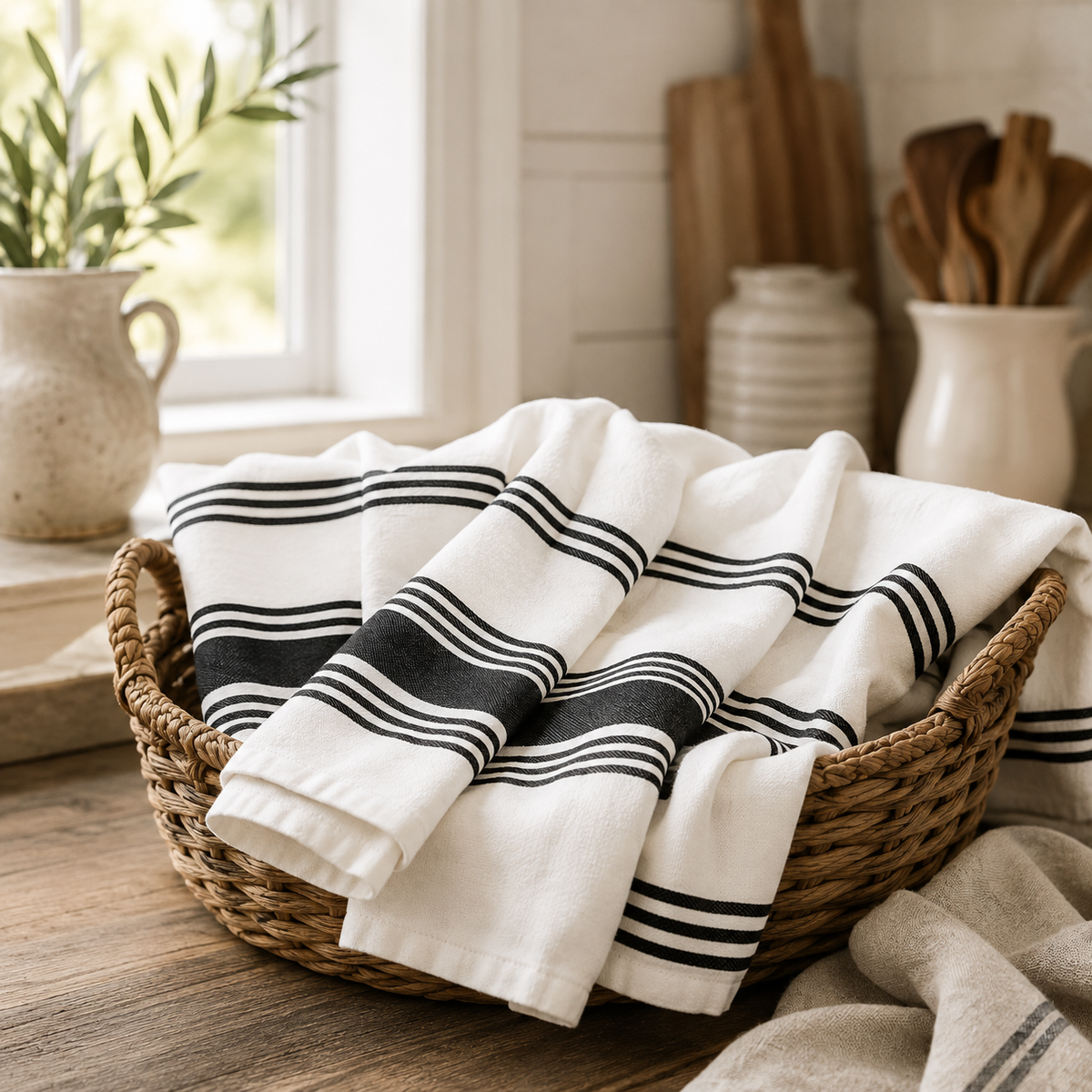 Classic Striped Cotton Kitchen Towel Set