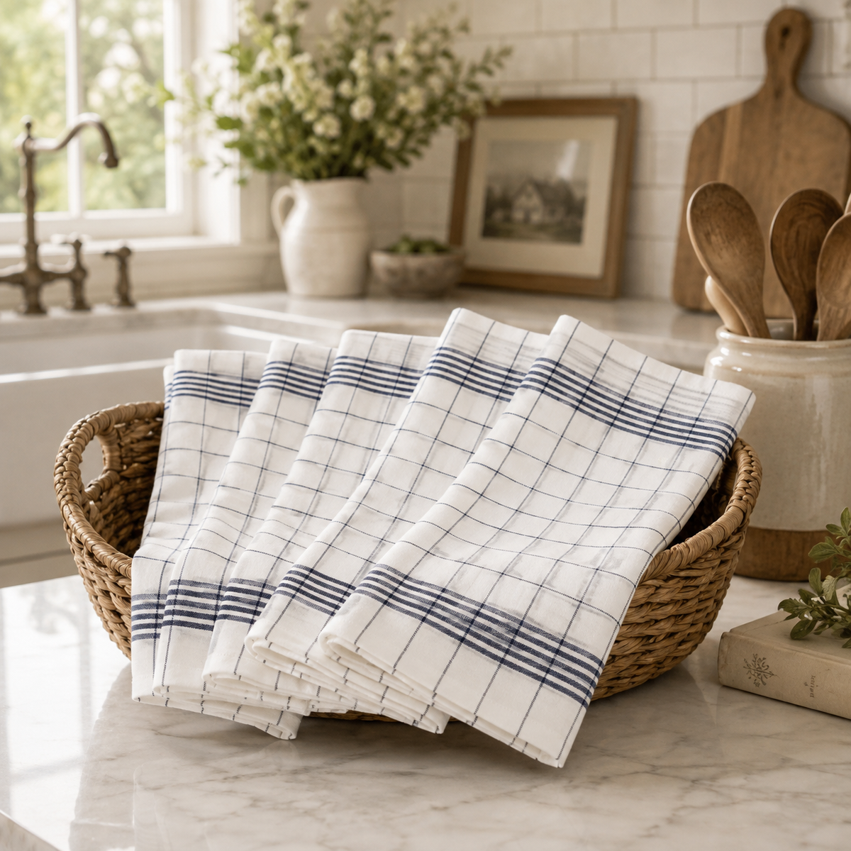 Farmhouse Cotton Tea Towels – Set of 6