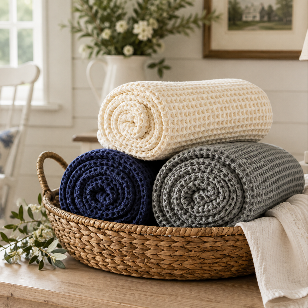 Organic Waffle Weave Throw