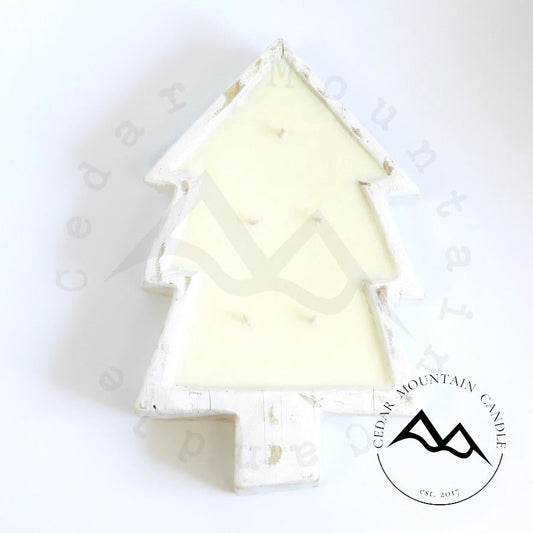 Christmas Tree Wood Dough Bowl Soy Candle