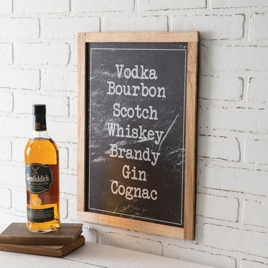 Wood Framed Spirits Wall Sign