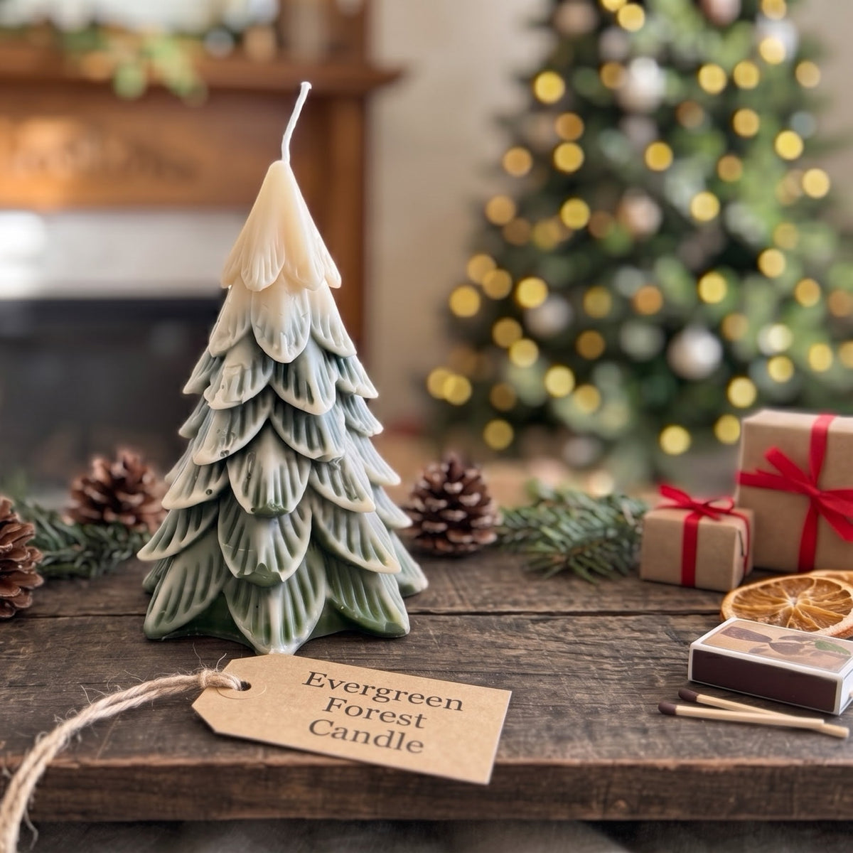 Snowcapped Evergreen Tree Candle