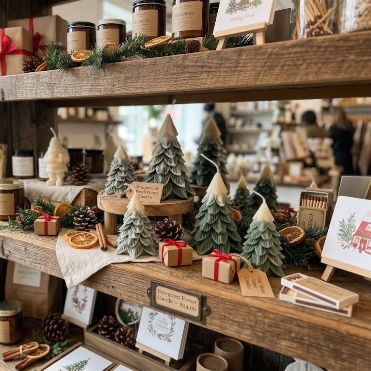 Snowcapped Evergreen Tree Candle