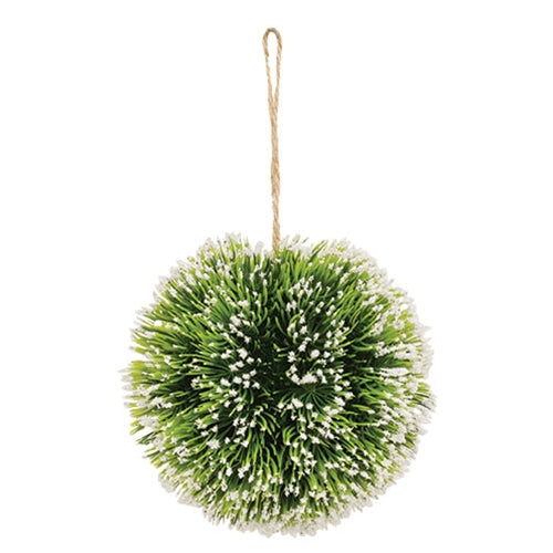 Snowy Pine Kissing Ball Ornament 4.5"