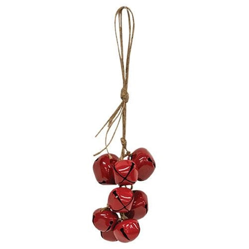 Red Jingle Bells Cluster on Jute