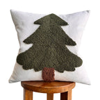 Forest Green Tufted Christmas Tree Pillow Cover