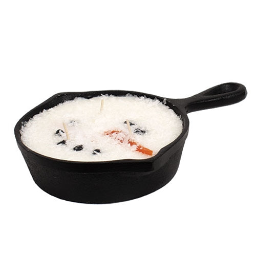 Snowman Cast Iron Skillet Candle 8oz