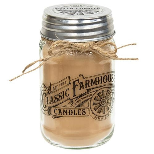 *Peach Cobbler Classic Farmhouse Mason Jar Candle 14oz