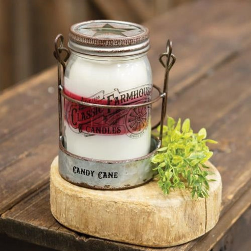 *Candy Cane 3 Layer Jar Candle w/Tin Holder 14oz