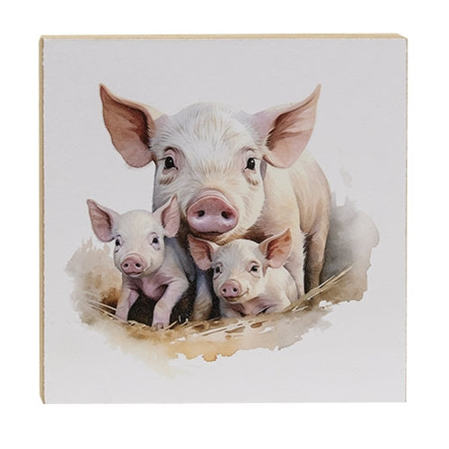 Family Porktrait 6" Square Block