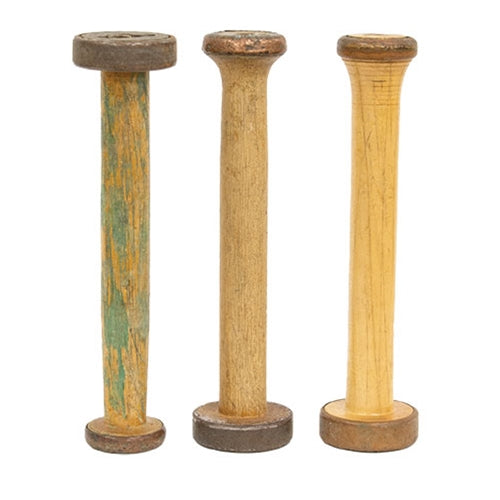 3/Set - Antique Textile Spools 8"H Assorted