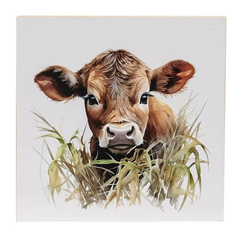 *Cow in Grass Portrait 8" Square Block