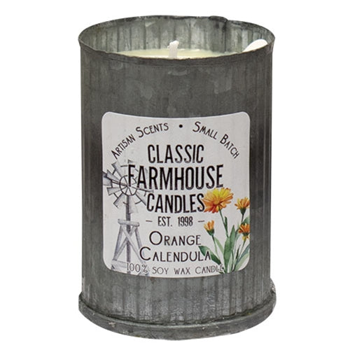 Orange Calendula Fluted Tin Candle 4oz