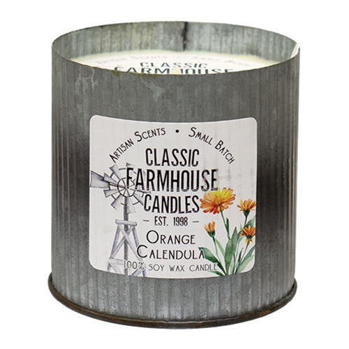 Orange Calendula Fluted Tin Candle 12oz