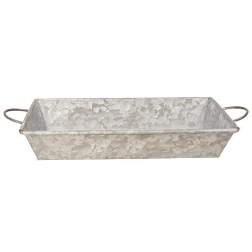 Galvanized Metal Tray w/ Handles