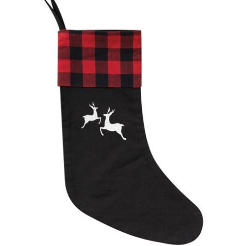 *Red Buffalo Check Reindeer Stocking