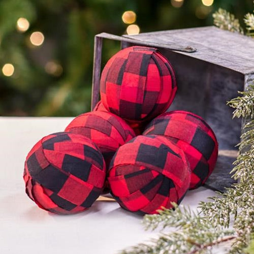 6/Set Red Buffalo Check Rag Balls